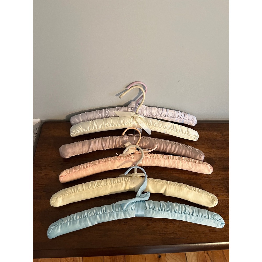 Vintage Padded Satin Boudoirβ Lingerie Clothes Hangers Assorted Colors lot of 6